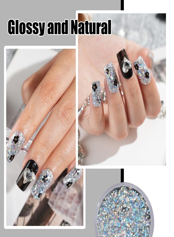 EODCI 1 Oz/28g Sequin Silver Dip Powder, Glitter Dipping Powder French Pro Collection System Nail Art Starter Manicure Salon DIY at Home, Odor-Free&Long-Lasting, No Needed Nail Lamp Curing - Image 3